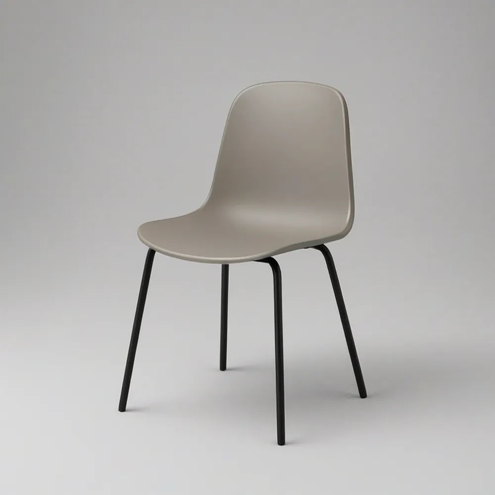 Gray Polypropylene Shell Dining Chair with Black Steel Legs, 18.1 x 20.5 x 31.5 in