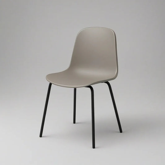 Gray Polypropylene Shell Dining Chair with Black Steel Legs, 18.1 x 20.5 x 31.5 in