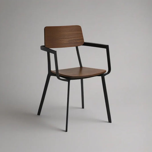 Walnut Brown and Black Armchair, 22 x 21.5 x 31.5 in