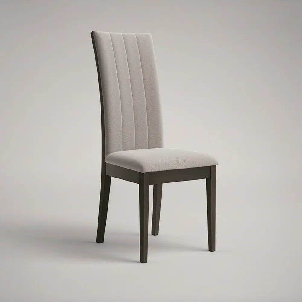 Light Gray Upholstered Dining Chair with Black Rubberwood Legs, 18 x 22 x 39 in