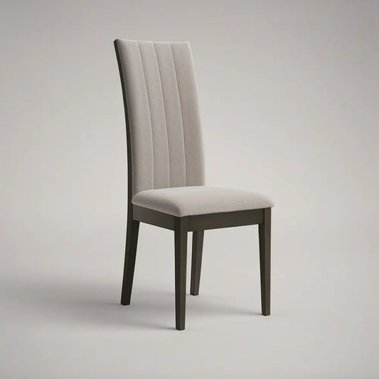 Light Gray Upholstered Dining Chair with Black Rubberwood Legs, 18 x 22 x 39 in