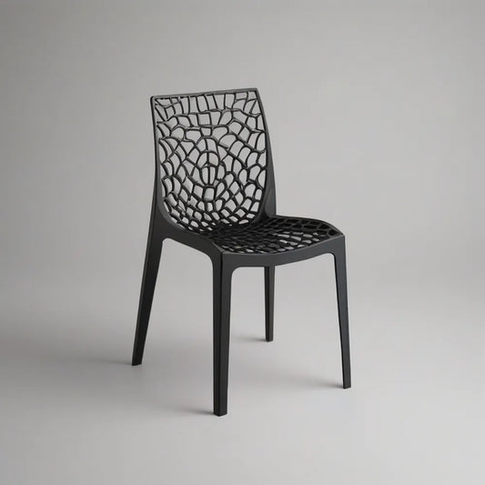 Black Polypropylene Armless Dining Chair with Web Cutout Back, 18 x 21 x 32 in