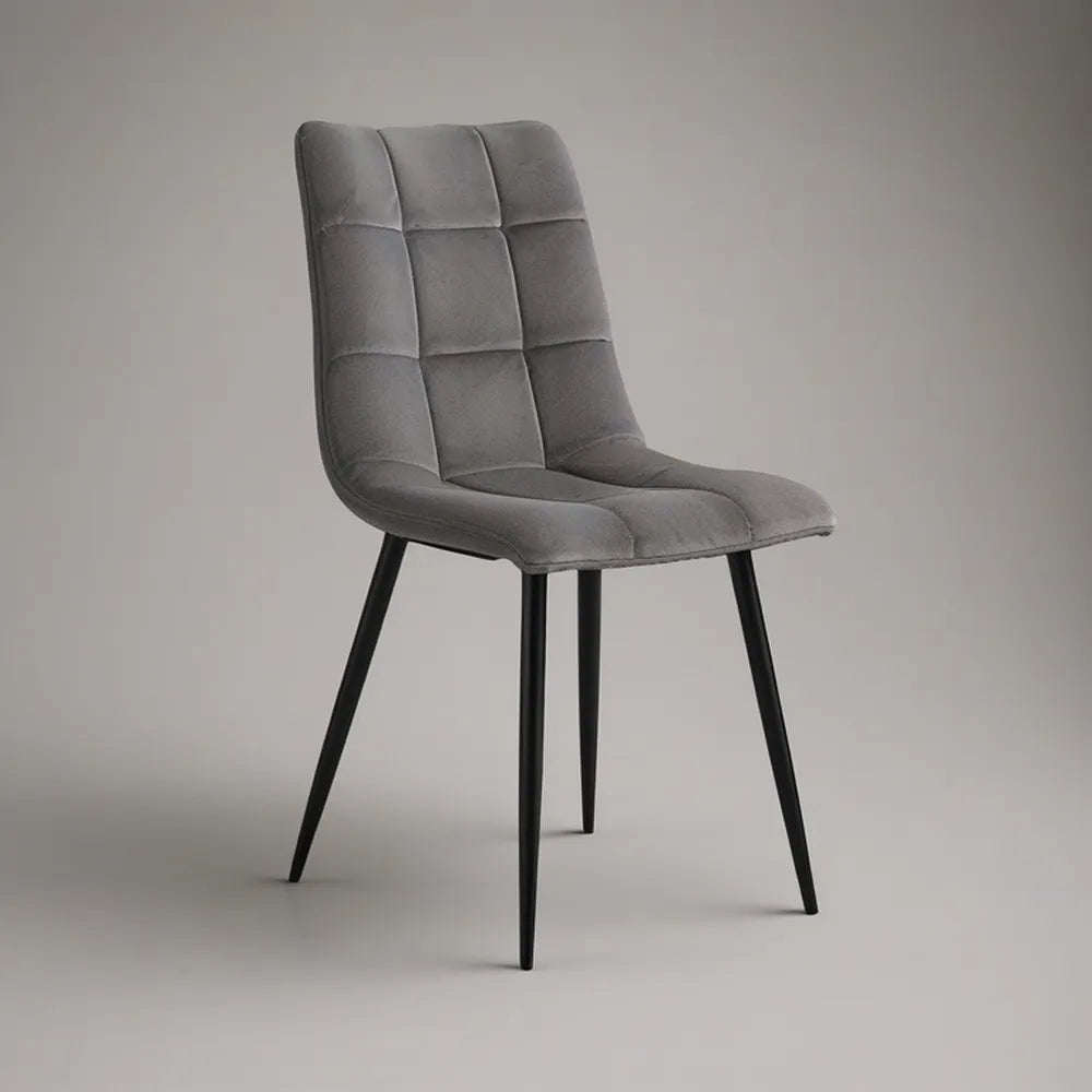Gray Upholstered Dining Chair with Black Steel Legs, 18.5 x 22 x 34.5 in