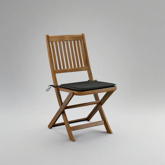 Folding Acacia Wood Garden Chair with Black Cushion, Brown, 46 x 58 x 88 cm