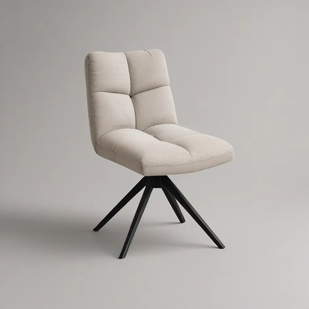 Beige and Black 360掳 Swivel Armless Upholstered Chair, 24 x 23 x 34 in