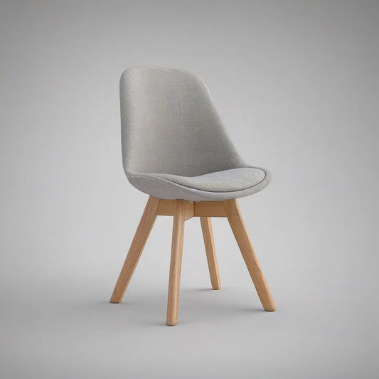 Gray Upholstered Dining Chair with Natural Solid Beech Wood Legs, 18.1 x 21.3 x 32.7 in